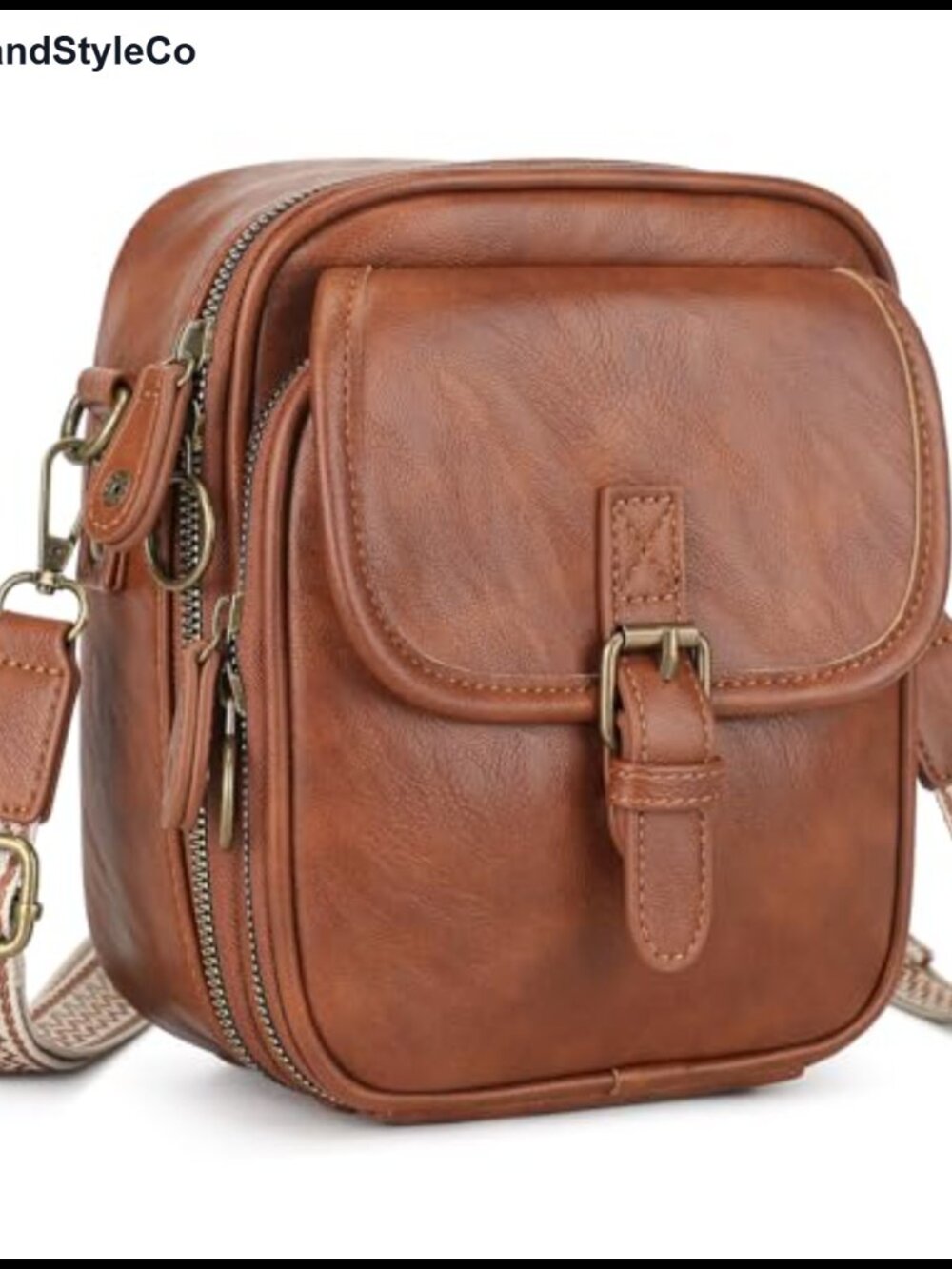 Vegan PU Leather Small Crossbody Bag with Wallet, Anti-Theft Zippers